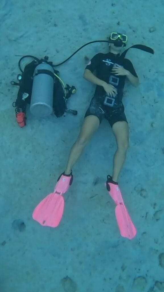 scuba meditation on sand