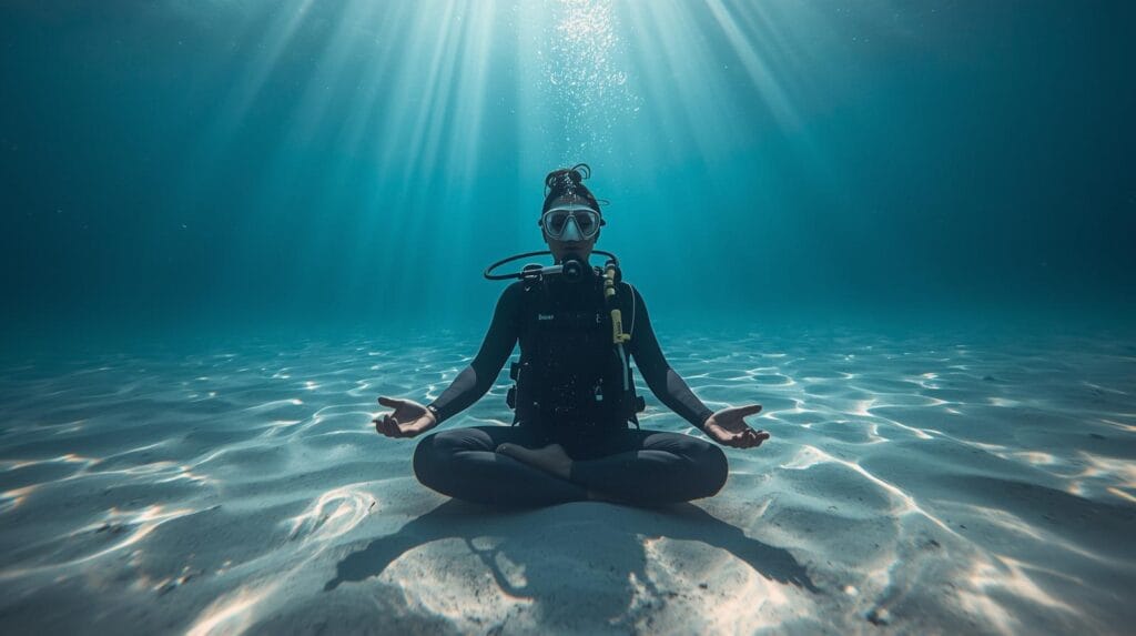 scuba meditation lotus pose